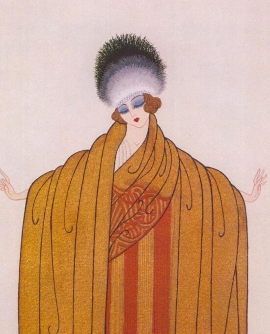 Erte Theatrical Costume Vintage art print Costume for Gaby Deslys c.1915/”The Minotaur” 1913 9 x 12 1/4″