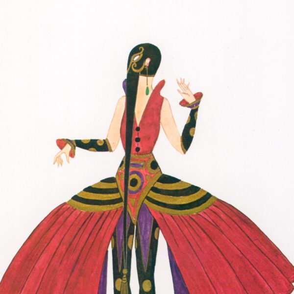 Erte Theatrical Costume Vintage art print "Gift Bearer, Aladdin at Folies-Bergere" 1927/"The Masks" 1912 9 x 12 1/4" - Image 4