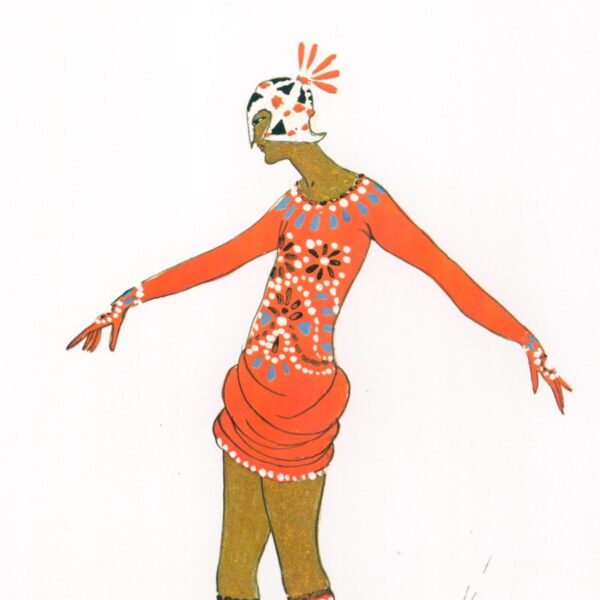 Erte Theatrical Costume Vintage art print Costume for Gaby Deslys c.1915/"The Minotaur" 1913 9 x 12 1/4" - Image 4