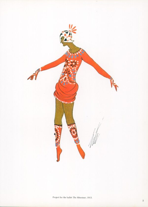 Erte Theatrical Costume Vintage art print Costume for Gaby Deslys c.1915/"The Minotaur" 1913 9 x 12 1/4" - Image 5