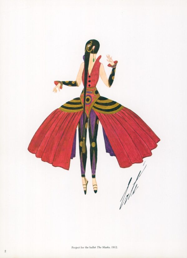 Erte Theatrical Costume Vintage art print "Gift Bearer, Aladdin at Folies-Bergere" 1927/"The Masks" 1912 9 x 12 1/4" - Image 5
