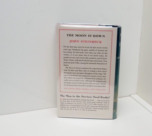 The Moon is Down John Steinbeck First edition hardcover, second state 1942 In custom printed facsimile first-edition dust wrapper - Image 4