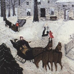 Grandma Moses Vintage book page print "Catching the Turkey"