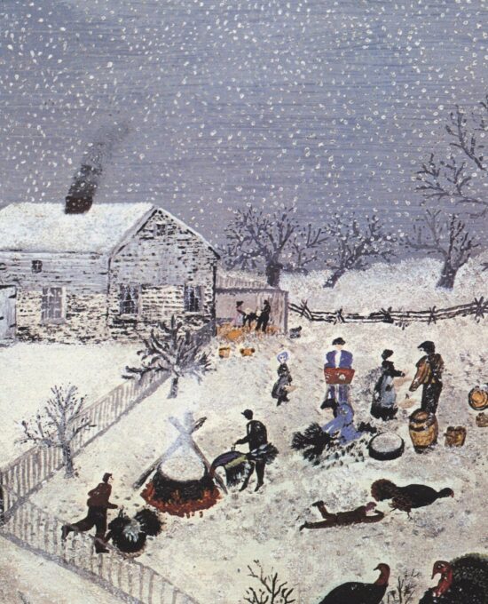 Grandma Moses Vintage book page print “Catching the Turkey”
