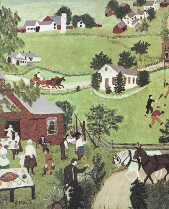 Grandma Moses Vintage book page “July Fourth”