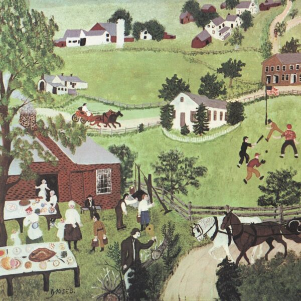 Grandma Moses Vintage book page "July Fourth"