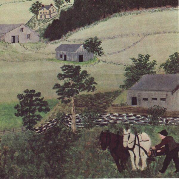 Grandma Moses Vintage print "First Wagon on Cambridge Pike"