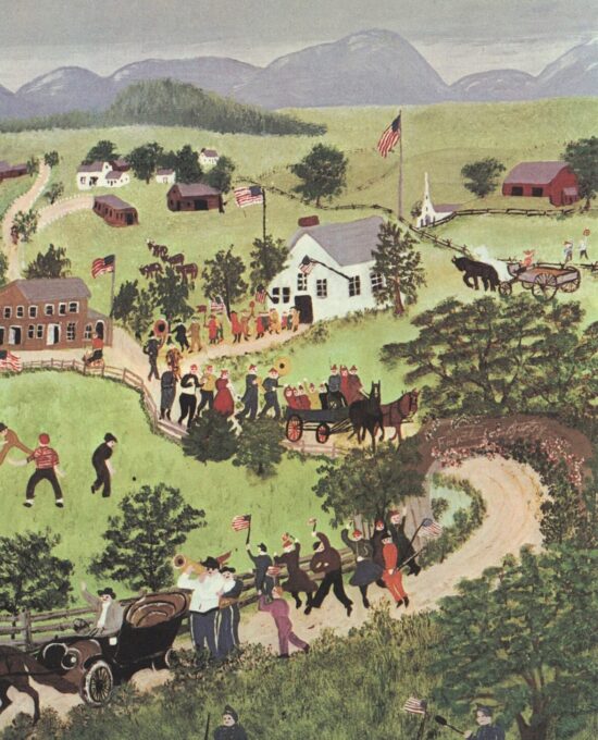 Grandma Moses Vintage book page “July Fourth”