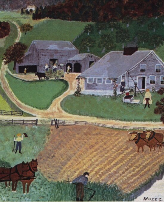 Grandma Moses Vintage print “Home of Hezekiah in 1800, No.4”