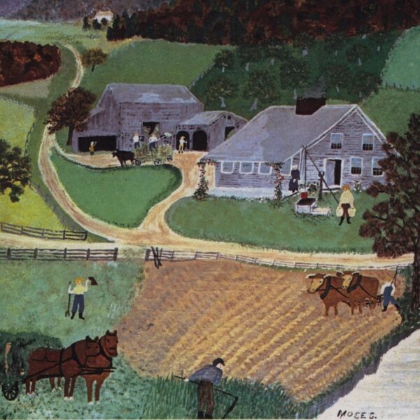 Grandma Moses Vintage print "Home of Hezekiah in 1800, No.4"