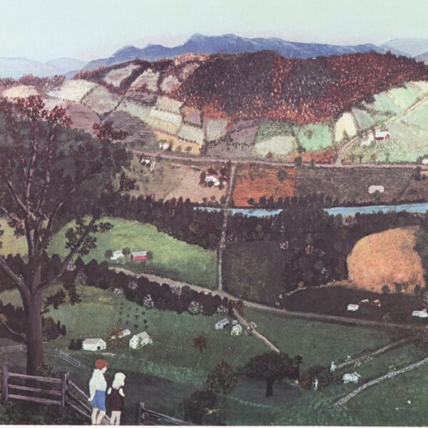 Grandma Moses Vintage art page print "Cambridge Valley" 1940