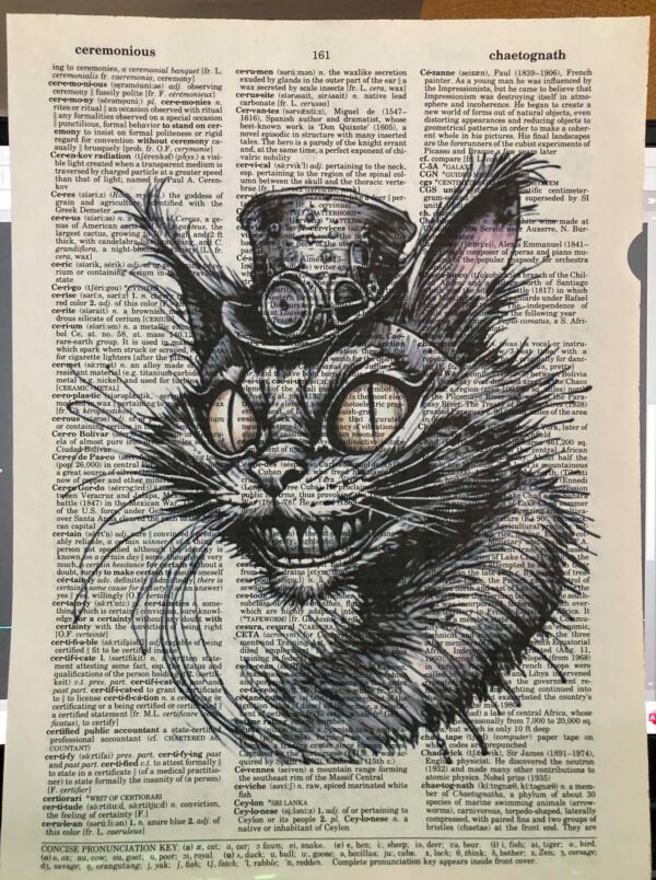 Steampunk Cheshire cat Alice in Wonderland Original art print on unique vintage dictionary paper - Image 2