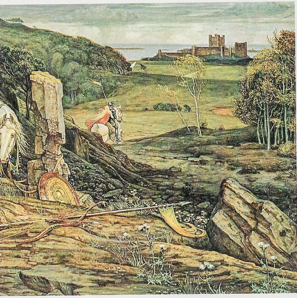 The Laidly Worm 1881 '70s art book page Walter Crane