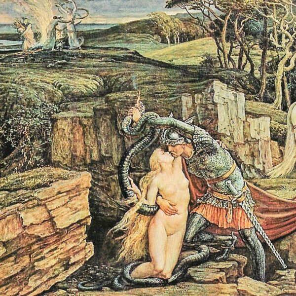 The Laidly Worm 1881 '70s art book page Walter Crane - Image 3