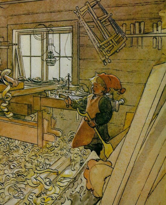 The Carpentry Shop 1905 Carl Larsson Vintage Victorian watercolor illustrators