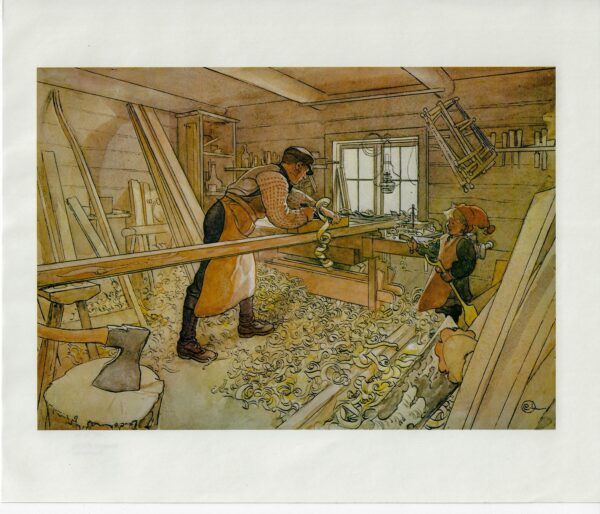The Carpentry Shop 1905 Carl Larsson Vintage Victorian watercolor illustrators - Image 3