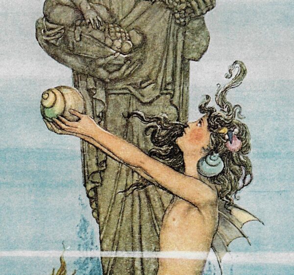 Little Mermaid Vintage Art Print: W. Heath Robinson Illustration, 1913