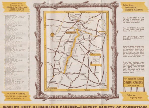 Virginia Skyline Caverns souvenir brochure & roadmap c.1957 - Image 2