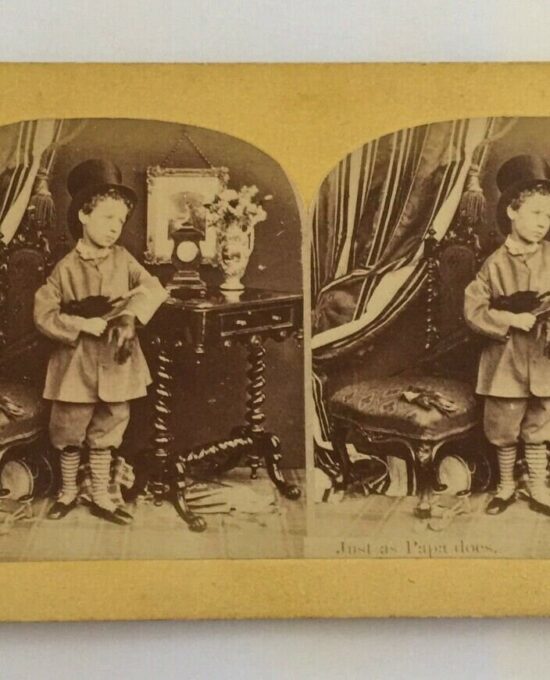 Victorian boy dandy in top hat & gloves Great Barrington Mass grocery ad