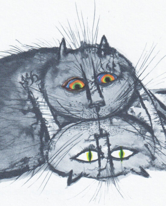 Ronald Searle Cats Vintage Art Print: Whimsical Felines on Matte Paper