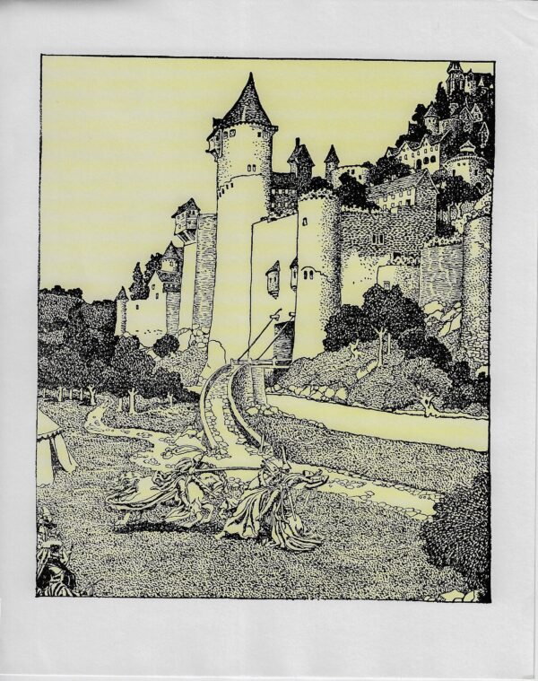 Howard Pyle King Arthur Print: Two Knights Battling Illustration