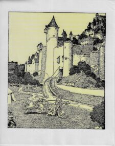 Howard Pyle King Arthur Print: Two Knights Battling Illustration