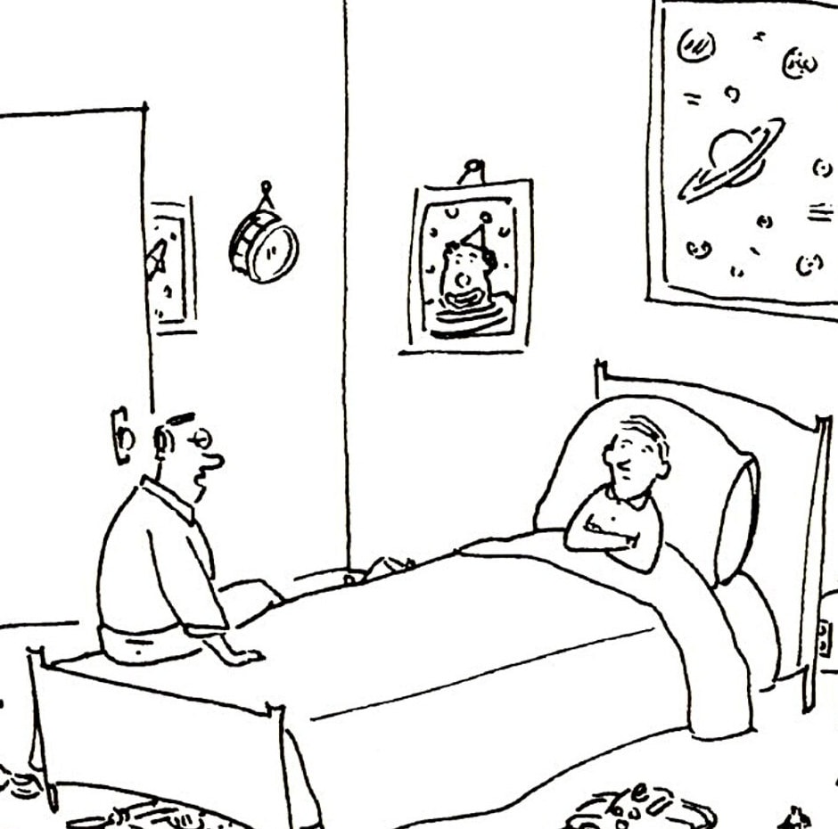 Literary Humor art "It's a bedtime story..." Vintage book page