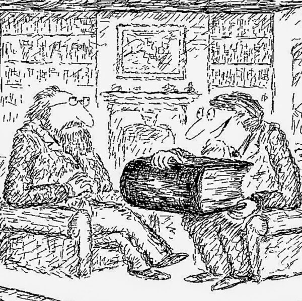 Literary Humor art "...boil your book down to a few words..." Vintage book page