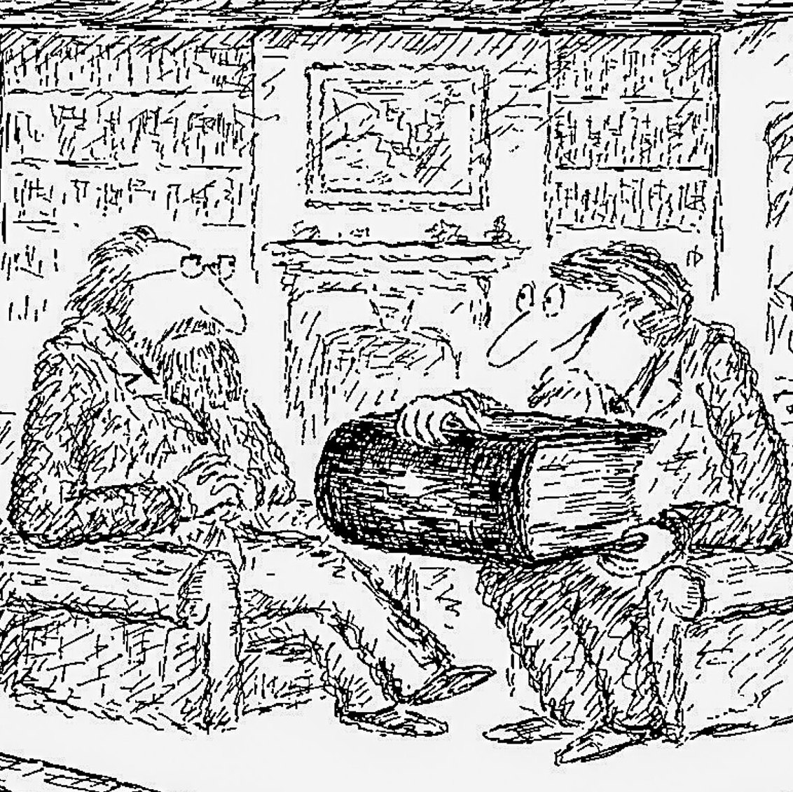 Literary Humor art "...boil your book down to a few words..." Vintage book page