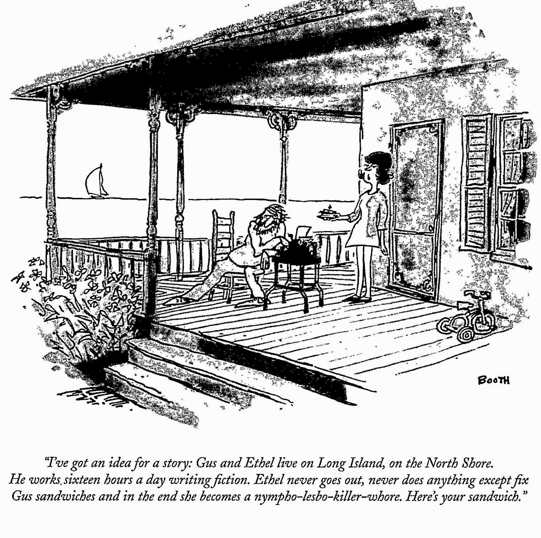 For the writer "I've got an idea for a story..." Vintage book page Long Island scene