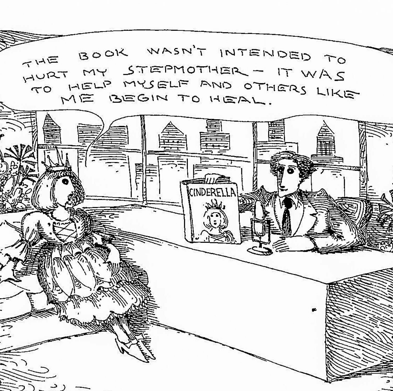 Vintage Cinderella Art Print: Literary Humor Talk Show Scene