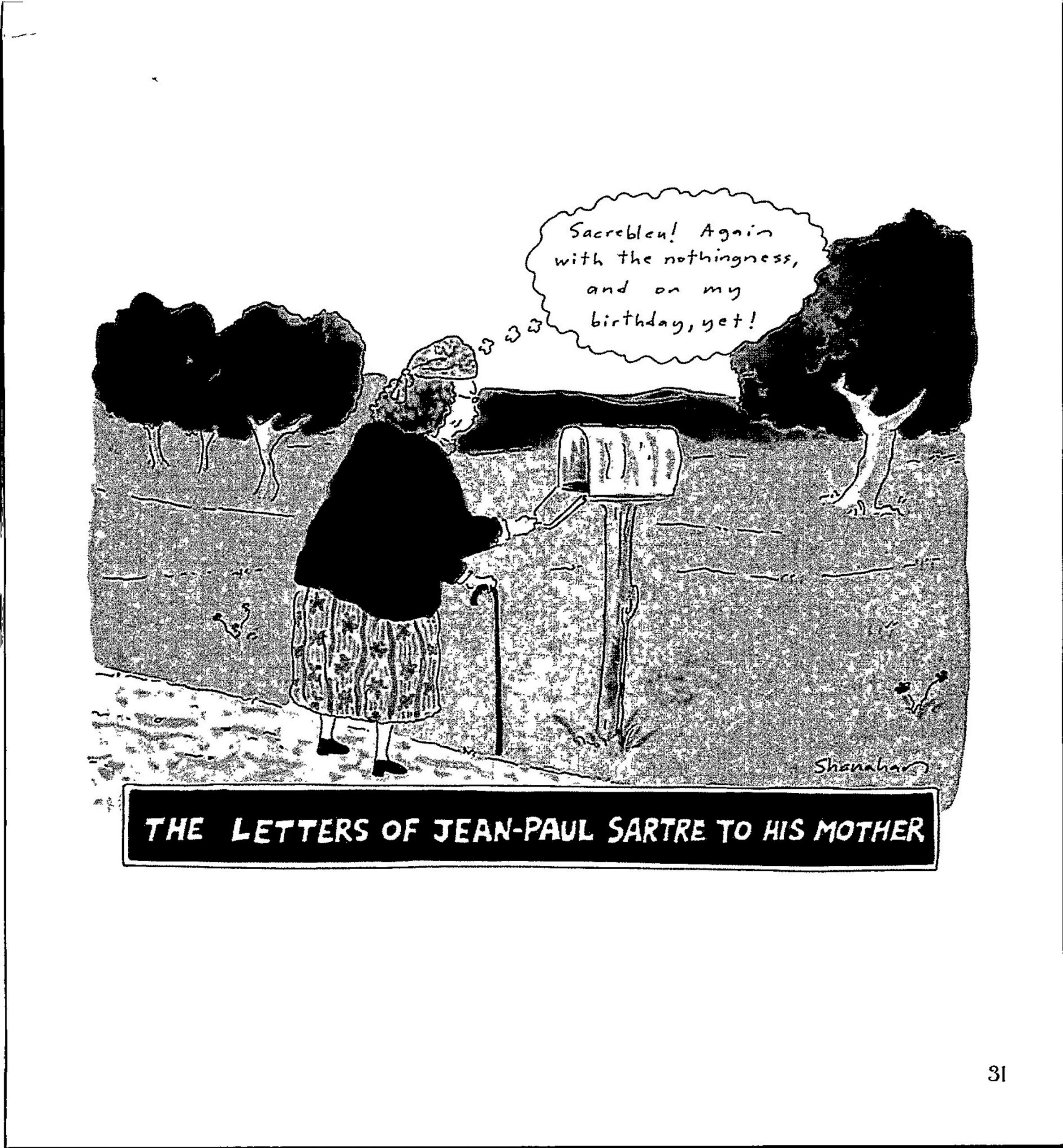 Literary humor "The Letters of Jean-Paul Sartre to his Mother" Vintage book page - Image 2