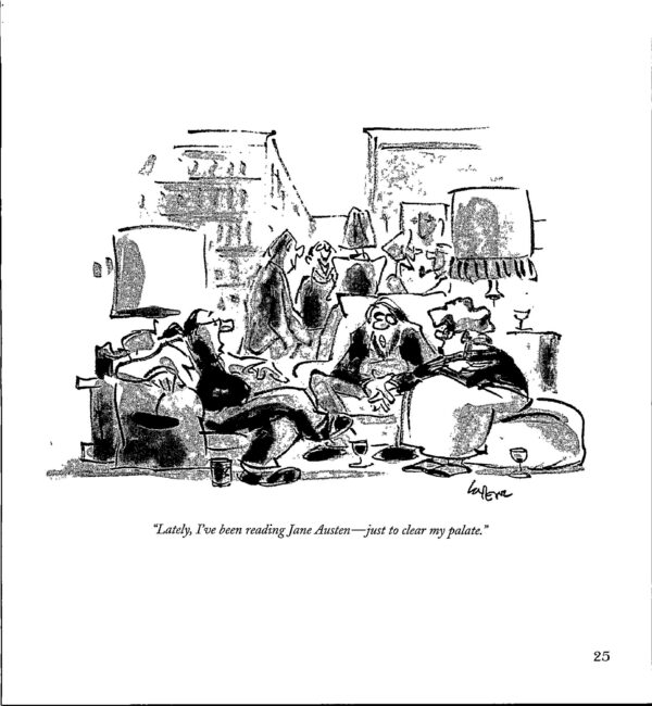 Literary humor "Lately, I've been reading Jane Austen..." Vintage book page New Yorker - Image 2
