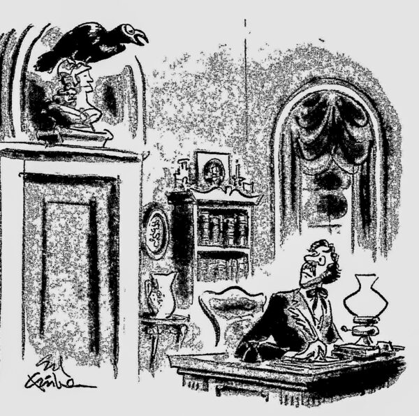Poe "Nevermore.  And you can quote me." Vintage book page Ed Fisher