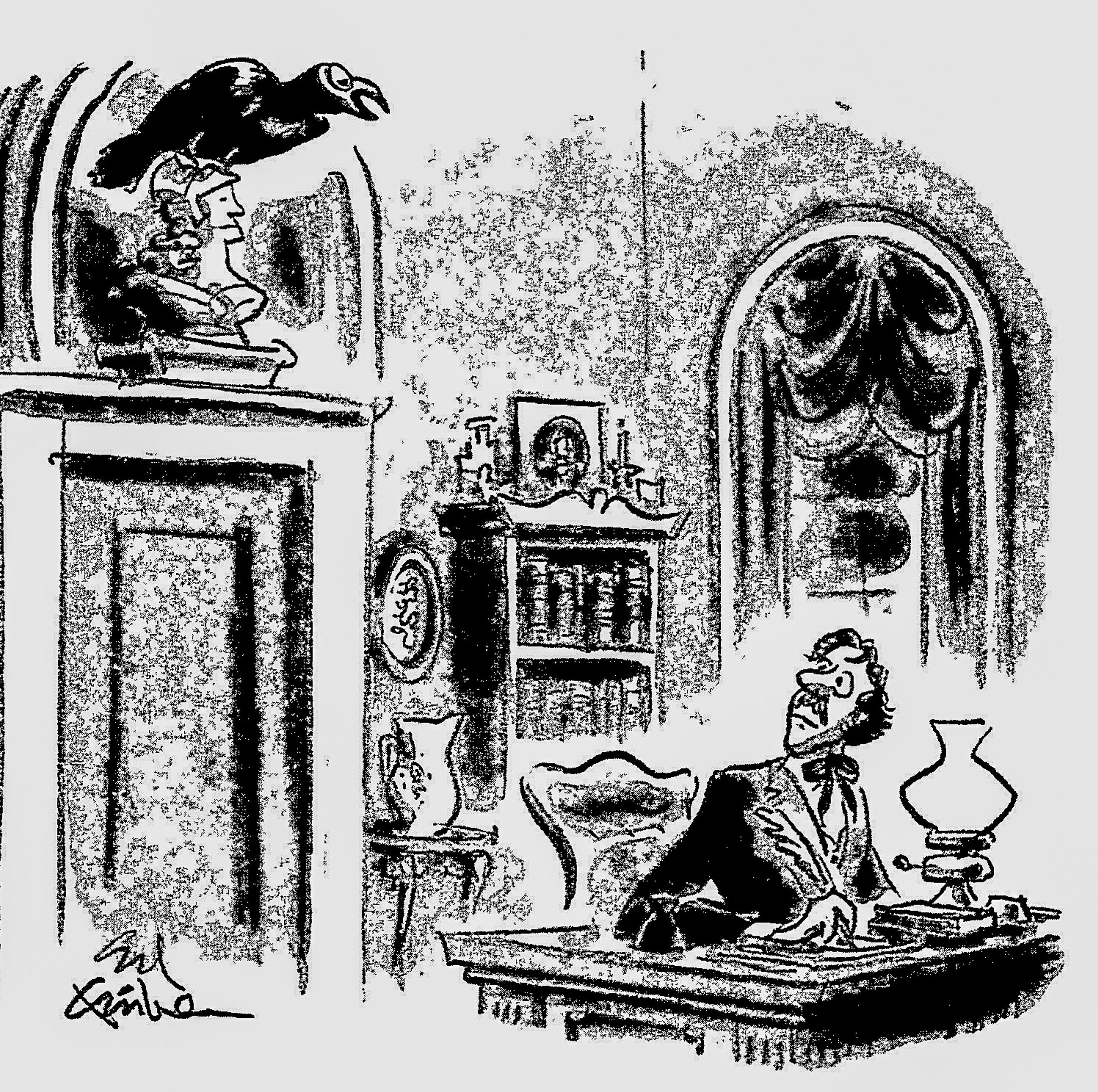 Poe "Nevermore.  And you can quote me." Vintage book page Ed Fisher