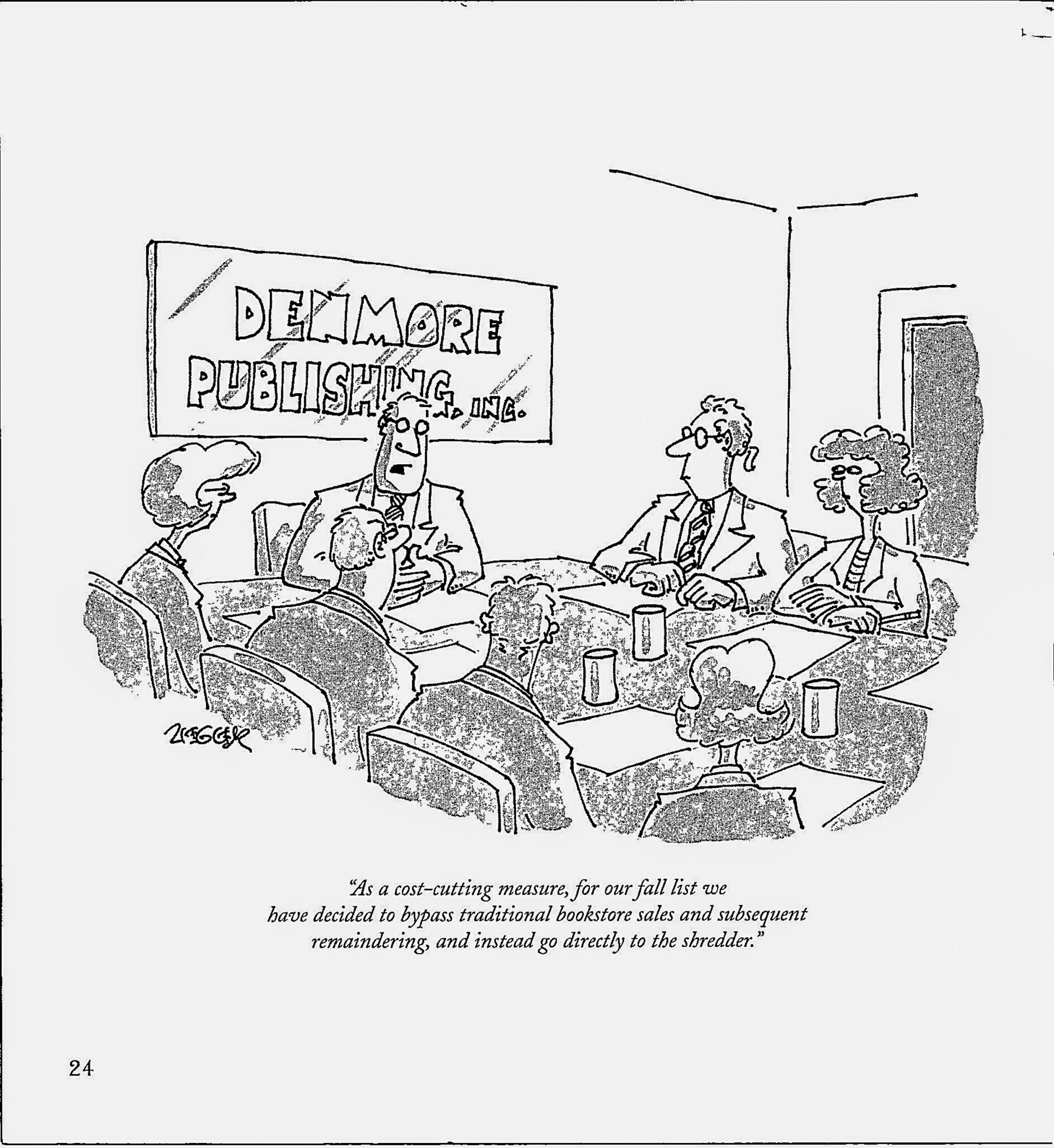 Literary humor "As a cost cutting measure... " Vintage book page New Yorker - Image 2