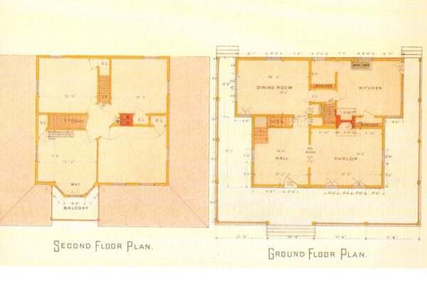 Victorian house design architectural drawings 1886 Vintage book page Block Island / Yonkers 2-sided glossy - Image 4