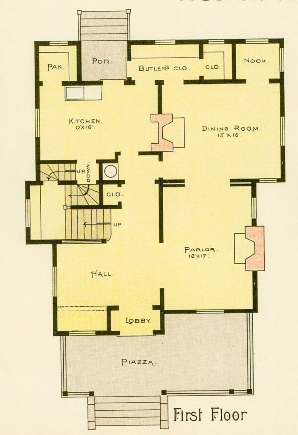 Scientific American 1891 Antique color plate "A Suburban Dwelling" Victorian frontal and floorplan - Image 2