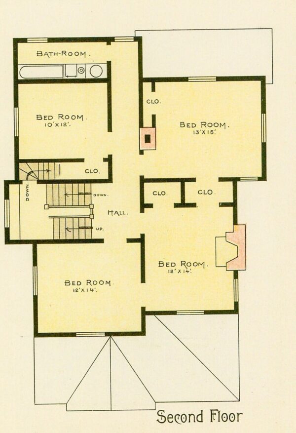 Scientific American 1891 Antique color plate "A Suburban Dwelling" Victorian frontal and floorplan - Image 3
