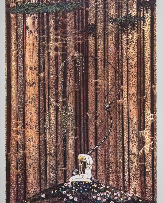 Kay Nielsen Art Nouveau Print: Gloomy Forest Illustration, 1913 Vintage Book Page