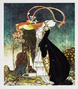 Kay Nielsen Art Nouveau Print: Woman and Bird, Powder and Crinoline (1913)