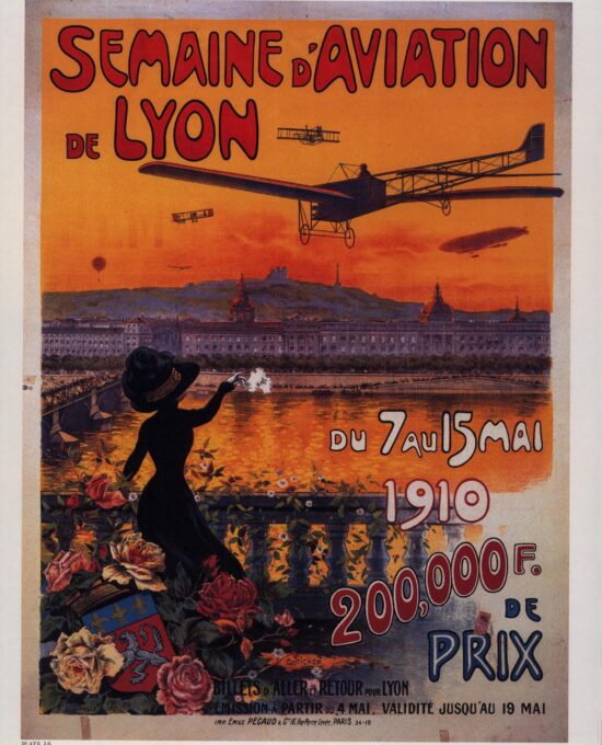 1910 Aviation Print: Antique French Flight Illustration, Lyon Air Show