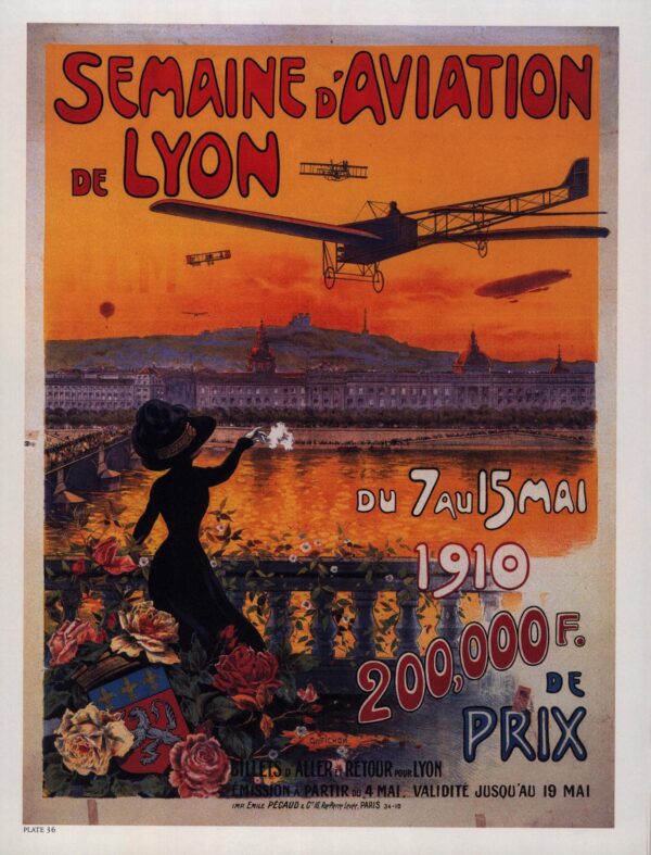 1910 Aviation Print: Antique French Flight Illustration, Lyon Air Show - Image 2
