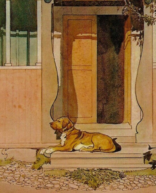 The Verandah 1900 Carl Larsson Vintage art book page Victorian illustration