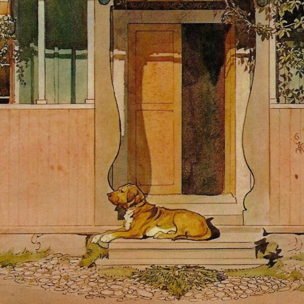 The Verandah 1900 Carl Larsson Vintage art book page Victorian illustration