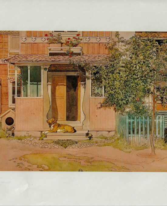 The Verandah 1900 Carl Larsson Vintage art book page Victorian illustration