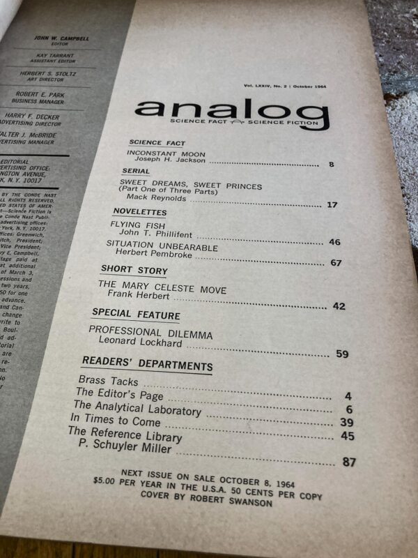 Analog Science Fact Fiction Magazine October 1964 Frank Herbert Short Story - Image 5