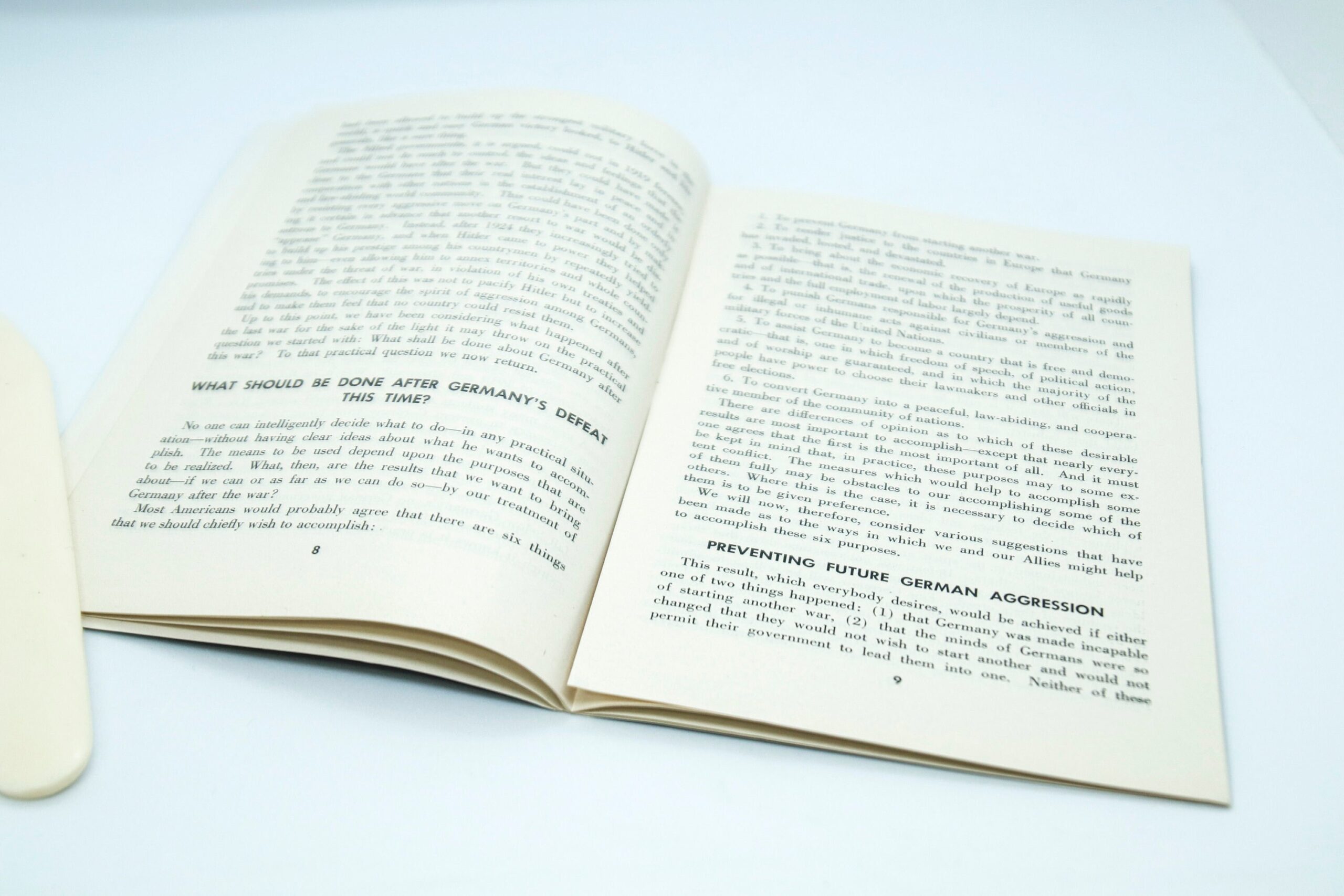 US Gov't World War II booklet "What Shall be Done About Germany After the War?" 1944 24 page softcover book - Image 5