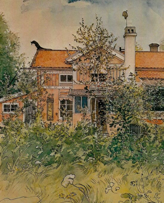 The Cottage 1900 Carl Larsson Vintage art book page Victorian illustration