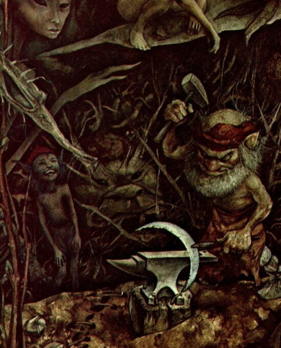 Brian Froud Art: “The Weyland Smithy” Vintage Book Page